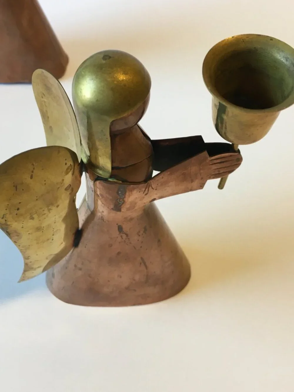 Vtg Copper Brass Angel Candlestick Holders Candle Holders Christmas Decor Read